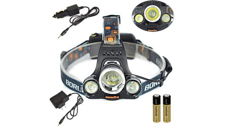 купите Светодиодный налобный фонарь Boruit HL-720 (Cree XML T6 + 2 Q5) 2200 люмен в Москве
